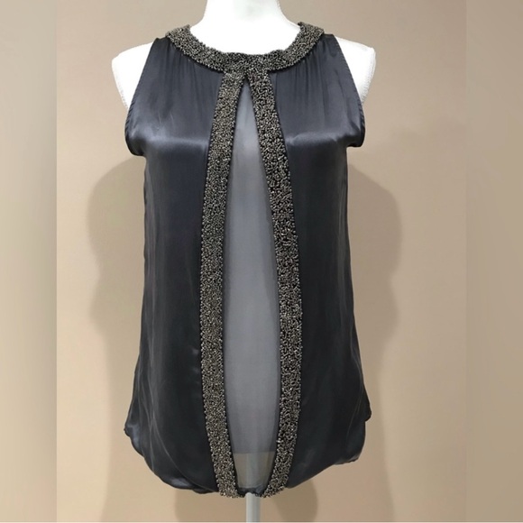 Massimo Dutti 100% silk grey blouse with back sheer, size 8 - Picture 6 of 6